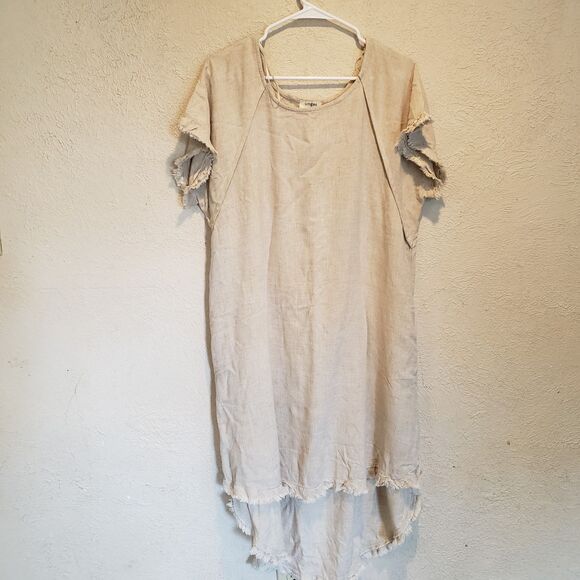 Umgee L High Low Dress Women’s Sz L Gauzy Raw Hem Midi High Low Shift Pockets - Picture 9 of 9